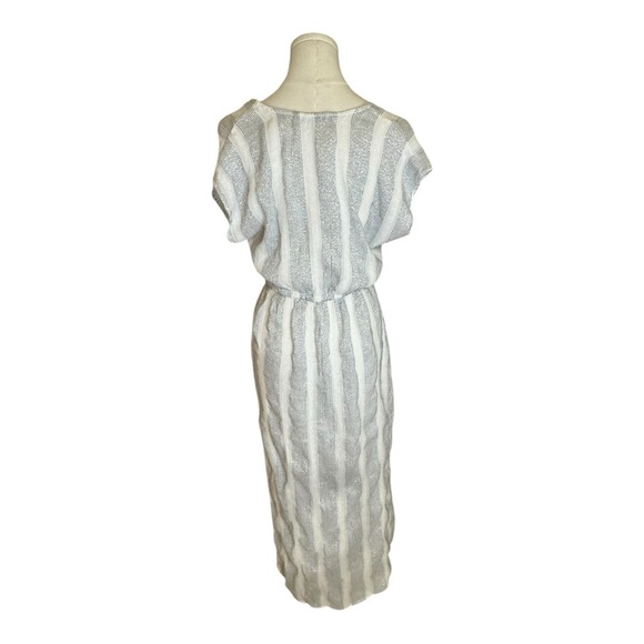 BLUE ISLAND Dress Silver Sparkle‎ Ivory Sundress Beach Coverup Vacation Size M - Picture 2 of 6